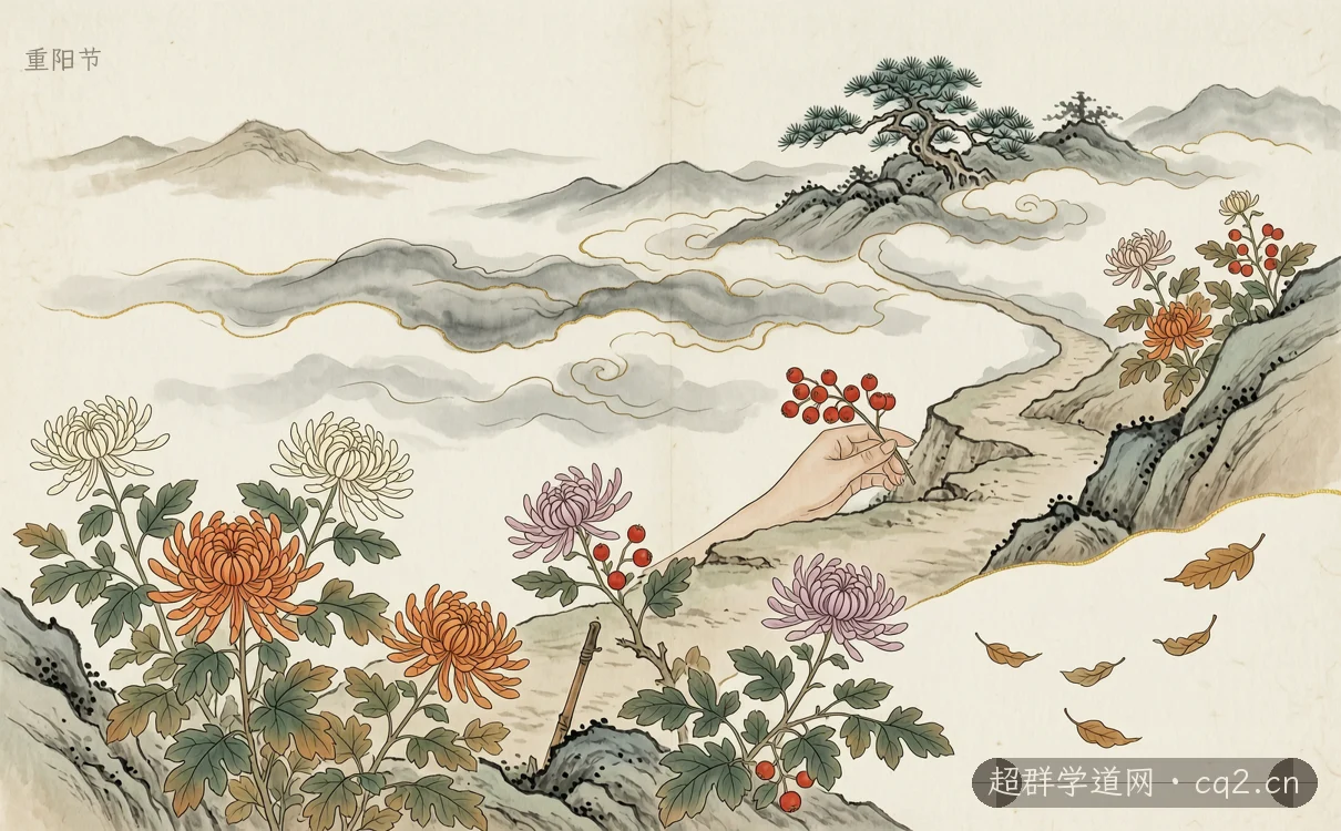 重阳节节俗意境图