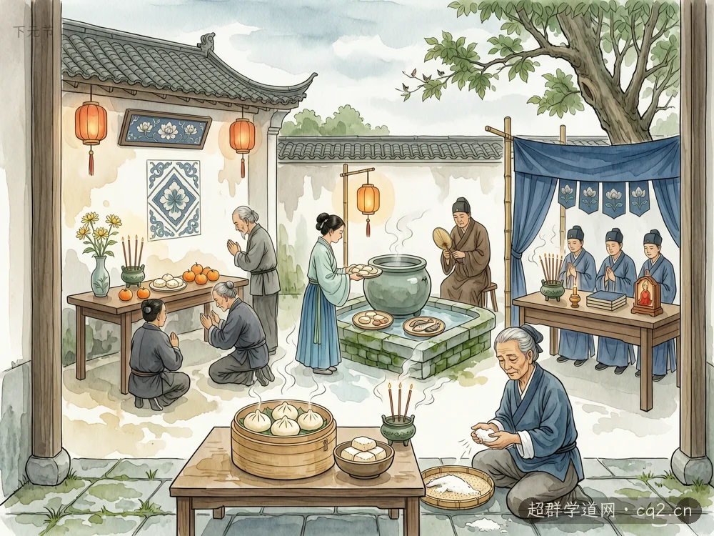 下元节（AI 生成意境插图）